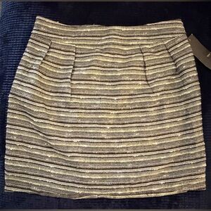 Chic Striped Mini Skirt in Gray and Cream